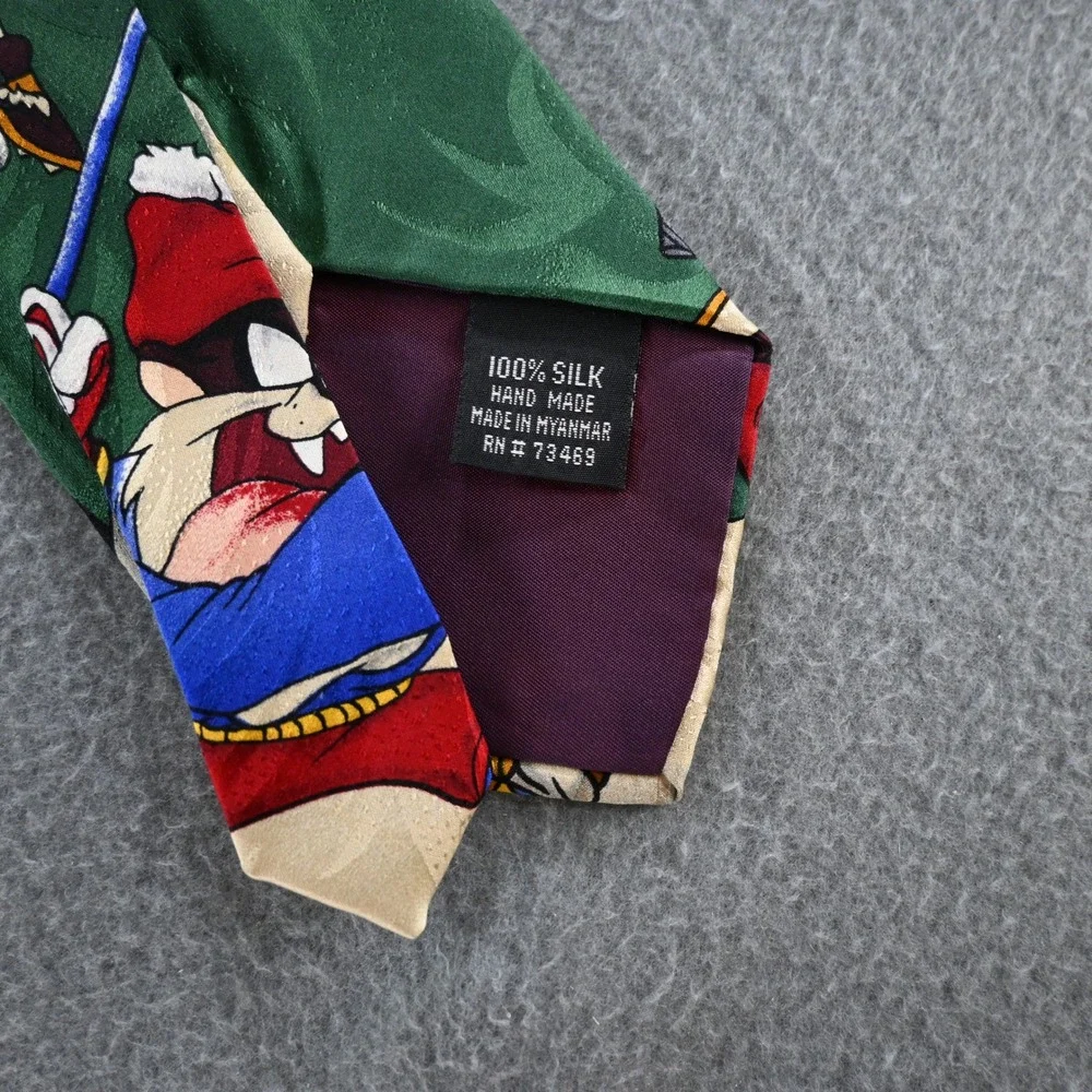 Looney Tunes Mens Vintage 1996 Golf Characters Silk‎ Tie OS Navy Green Multi
